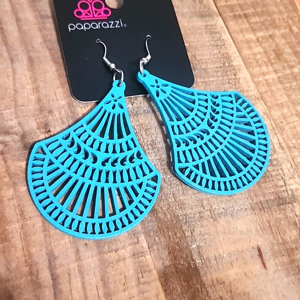 Wood Turquoise Earrings